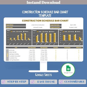 Construction Schedule Bar Chart For Small Business, Google Sheets Template To Visualize Project Timelines, Tasks And Milestones View Charts