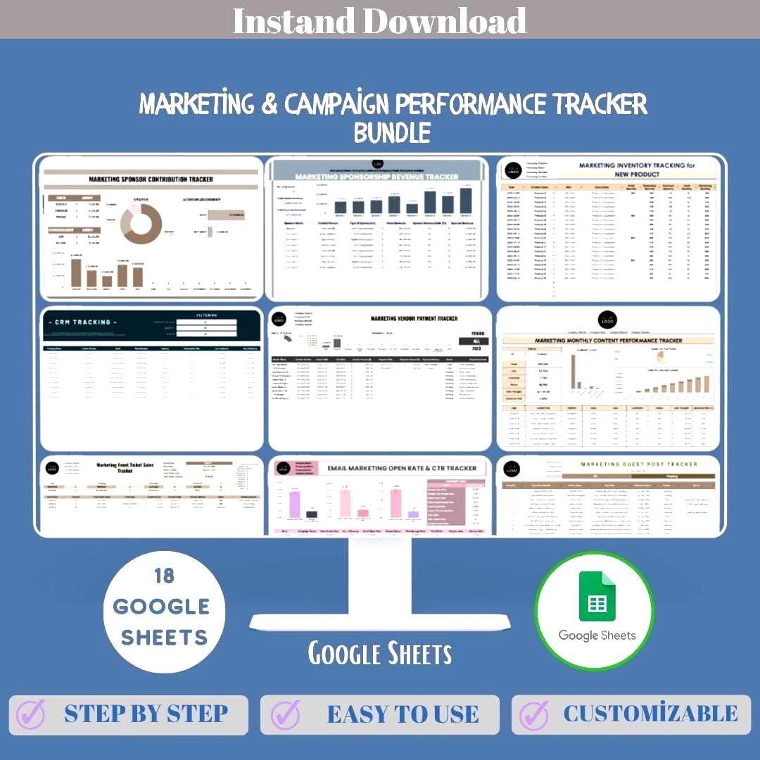 Marketing and Campaign Performance Tracker Bundle Google Sheets ...