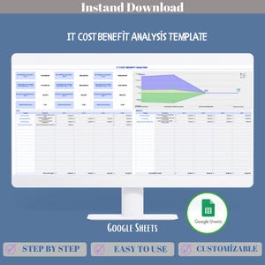 IT Cost Benefit Analysis Template Google Sheets, Editable Project ROI Calculator, Technology Investment Justification Tracker