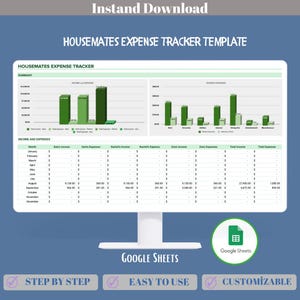 Housemates Expense Tracker Google Sheets Template For Shared Bills, Rent Splitting, Monthly Expense Tracking And Fair Cost Management