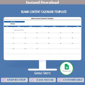 Blank Content Calendar Google Sheets Social Media Planning Schedule Post Organizer Marketing Content Planner Template