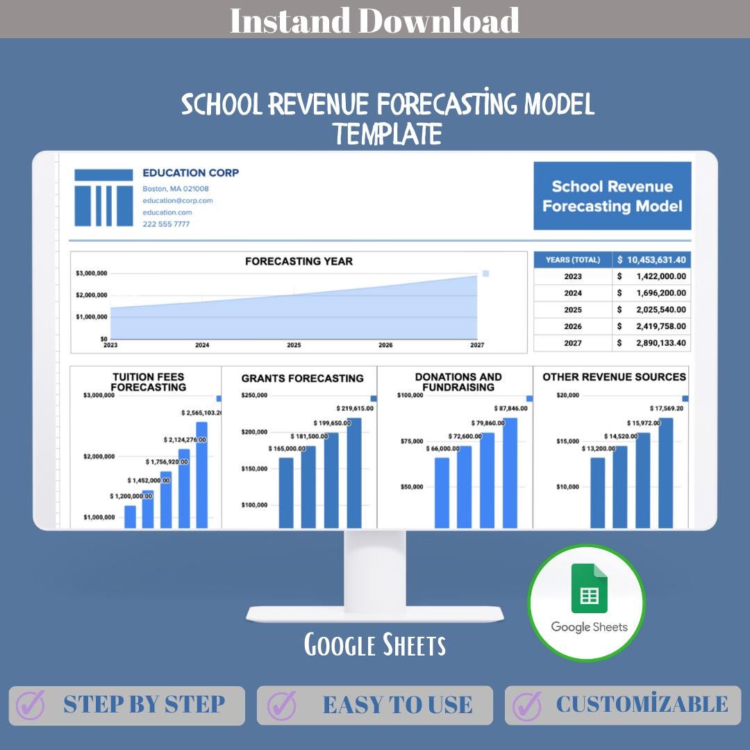 School Revenue Summary Report Google Sheets Template to Aggregate ...