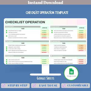 Checklist Operation Template Google Sheets Small Business Workflow Tracker Task Management Process Control Operational Checklist Sheet