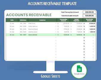 Accounts Receivable Tracker Google Sheets Invoice Payment Tracker Customer Payment Log AR Dashboard Accounting Spreadsheet
