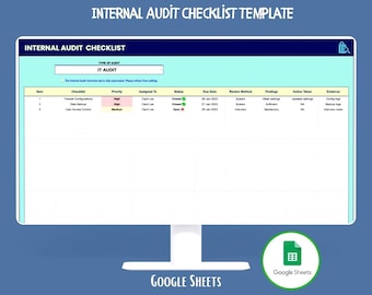 Internal Audit Checklist Google Sheets Compliance Review Inspection Tracker Dashboard Template System Log
