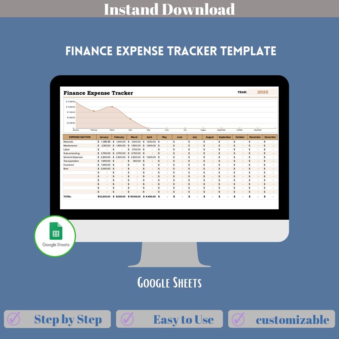 Finance Expense Tracker Template, Digital Download, Editable Excel or ...