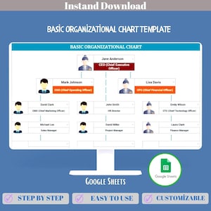Organizational Chart Google Sheets Org Chart Template Team Structure Diagram Employee Hierarchy Planner Workflow Template