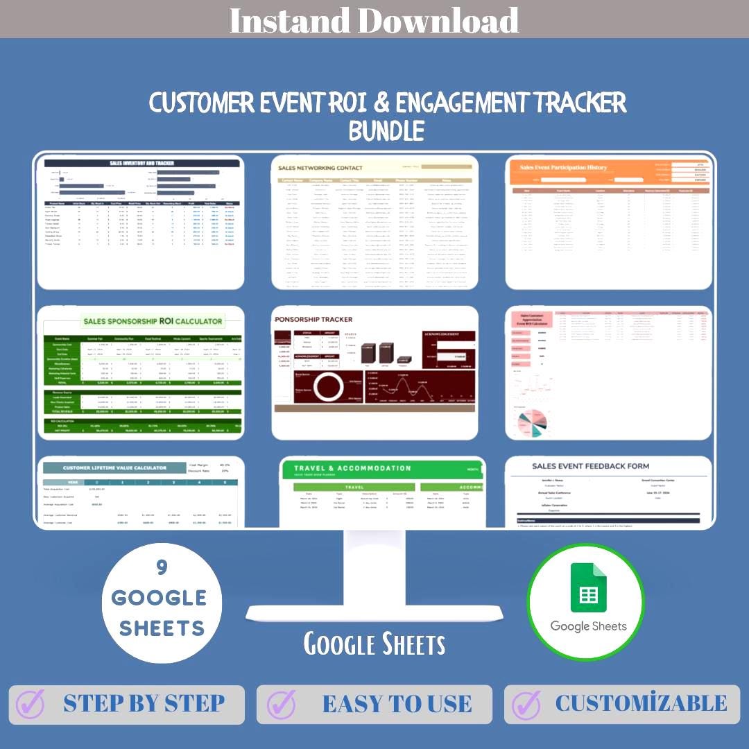 Customer Event ROI and Engagement Tracker Bundle Google Sheets ROI ...