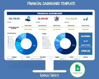 Dashboard finanziaria Fogli Google Monitoraggio del budget Analisi del flusso di cassa Analisi dei profitti Reportistica KPI Gestione finanziaria Modello