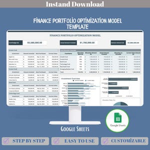 Finance Portfolio Optimization Model: Google Sheets Investment Tool (Digital Download)
