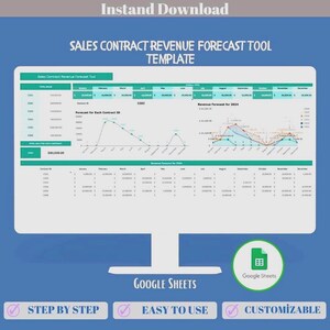 Sales Contract Revenue Forecast Tool Google Sheets Revenue Tracker Sales Forecast Dashboard Contract Payment Forecast Template