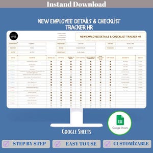 New Employee Details Checklist Tracker HR Google Sheets Employee Onboarding Checklist HR Data Tracker Template Dashboard