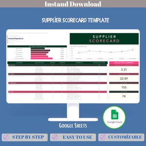 Supplier Scorecard For Small Business, Google Sheets Template To Evaluate Vendors,Track Performance, Quality,Delivery And Compliance Metrics