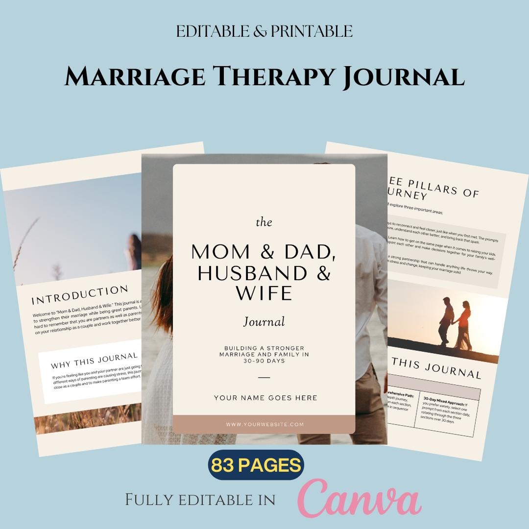 Marriage Therapy Journal Canva Template, Couples Communication Workbook ...