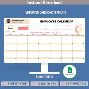 Mitarbeiter Kalender Vorlage Google Sheets Small Business Staff Terminplaner Anwesenheitsbuch Arbeitszeiten Tracking HR-Kalenderblatt