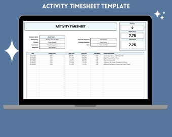 Daily Activity Log, Work Hours Recorder, Task Time Breakdown Sheet, Google Sheets Template, Staff Productivity Journal