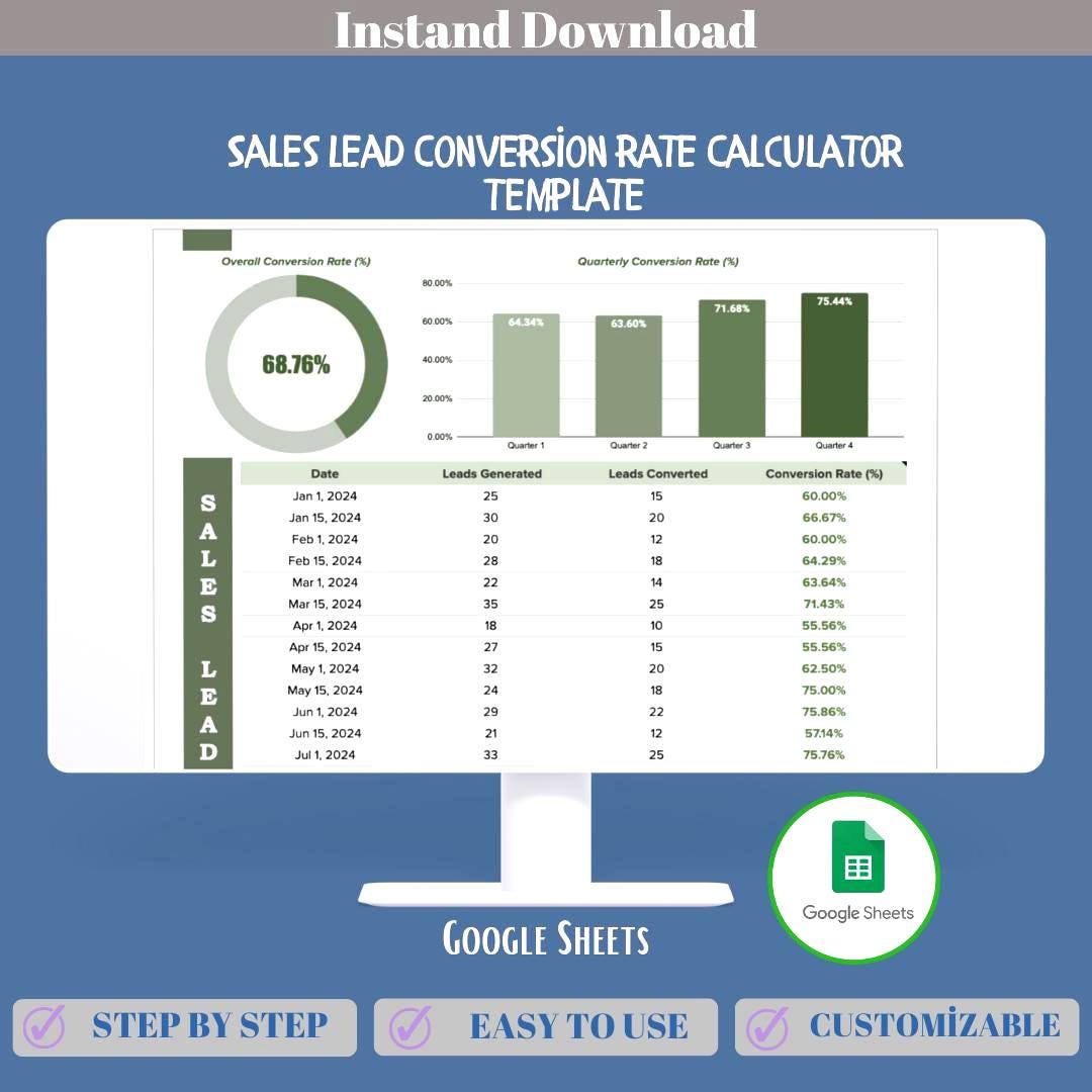 Sales Lead Conversion Rate Calculator Google Sheets Lead Tracker ...