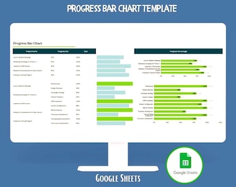 Progress Bar Chart Google Sheets Project Progress Tracker Task Completion Dashboard Visual Status Template