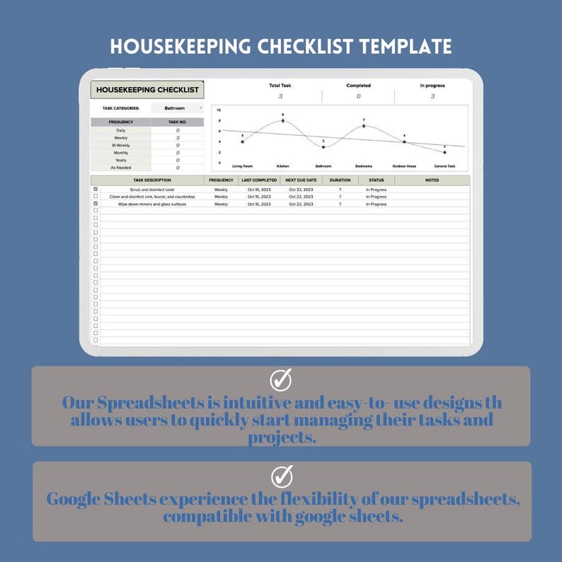 Housekeeping Checklist Template Google Sheets Small Business Cleaning ...