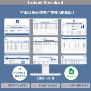 Payroll Management Bundle For Google Sheets | Employee Salary Tracker, Payroll Register, Tax Deductions, HR Payroll System