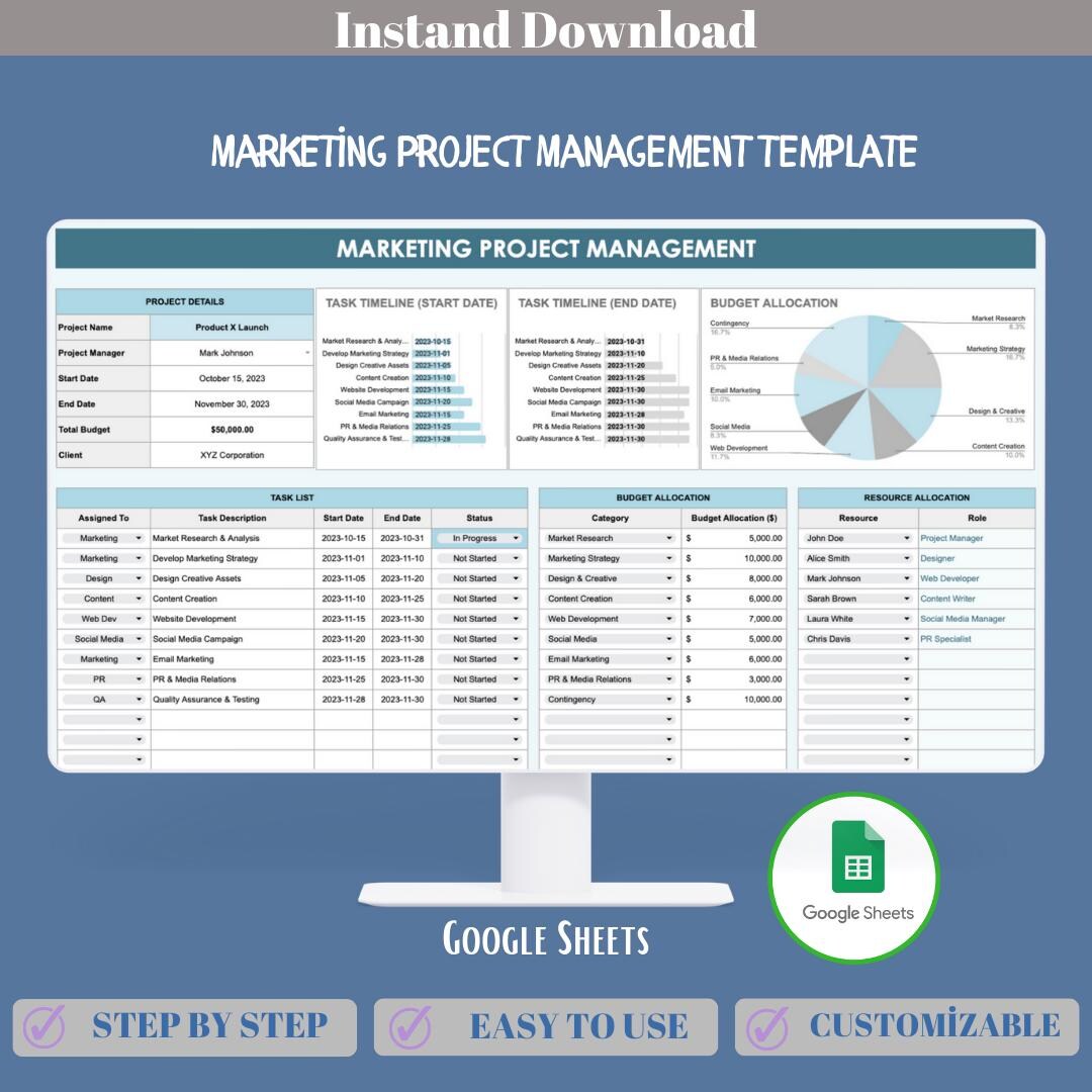 Marketing Project Management Template, Campaign Planner, Task Organizer ...