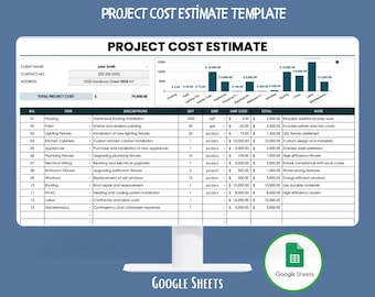 Project Cost Estimate Google Sheets Project Budget Construction Cost Planning Expense Calculation Resource Cost Breakdown Estimation