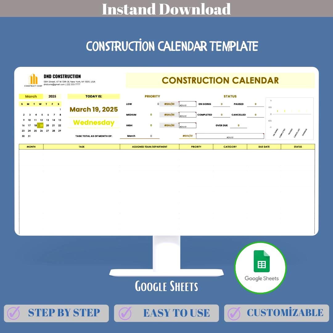 Co Construct Calendar View Construction Calendar Google Sheets Project Calendar Schedule Tracker ...