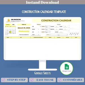 Konstruktionskalender Google Sheets Projektkalender Stundenplan Tracker Timeline Planer Aufgabenmanagement Template