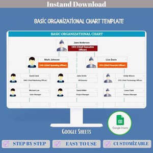 Basic Organizational Chart Google Sheets Org Chart Template Team Structure Hierarchy Diagram Employee Roles Dashboard Template