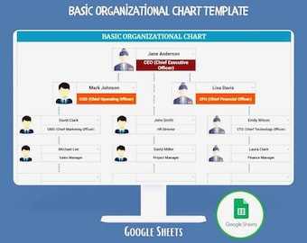 Basic Organizational Chart Google Sheets Org Chart Template Team Structure Hierarchy Diagram Employee Roles Dashboard Template