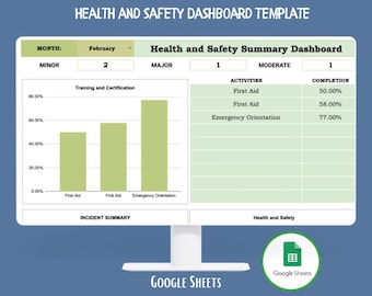 Health And Safety Dashboard Google Sheets Workplace Safety KPI Incident Tracking Compliance Reporting Template
