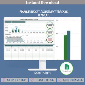 Financiën Budgetaanpassing trackingsjabloon Google Spreadsheets, bewerkbaar wijzigingslogboek, budgetherzieningtracker, prognoseplanner