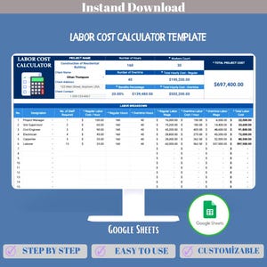 Labor Cost Calculator Google Sheets Employee Wage Payroll Overtime Workforce Expense Budgeting Analysis Template