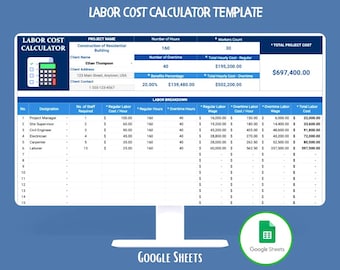 Labor Cost Calculator Google Sheets Employee Wage Payroll Overtime Workforce Expense Budgeting Analysis Template
