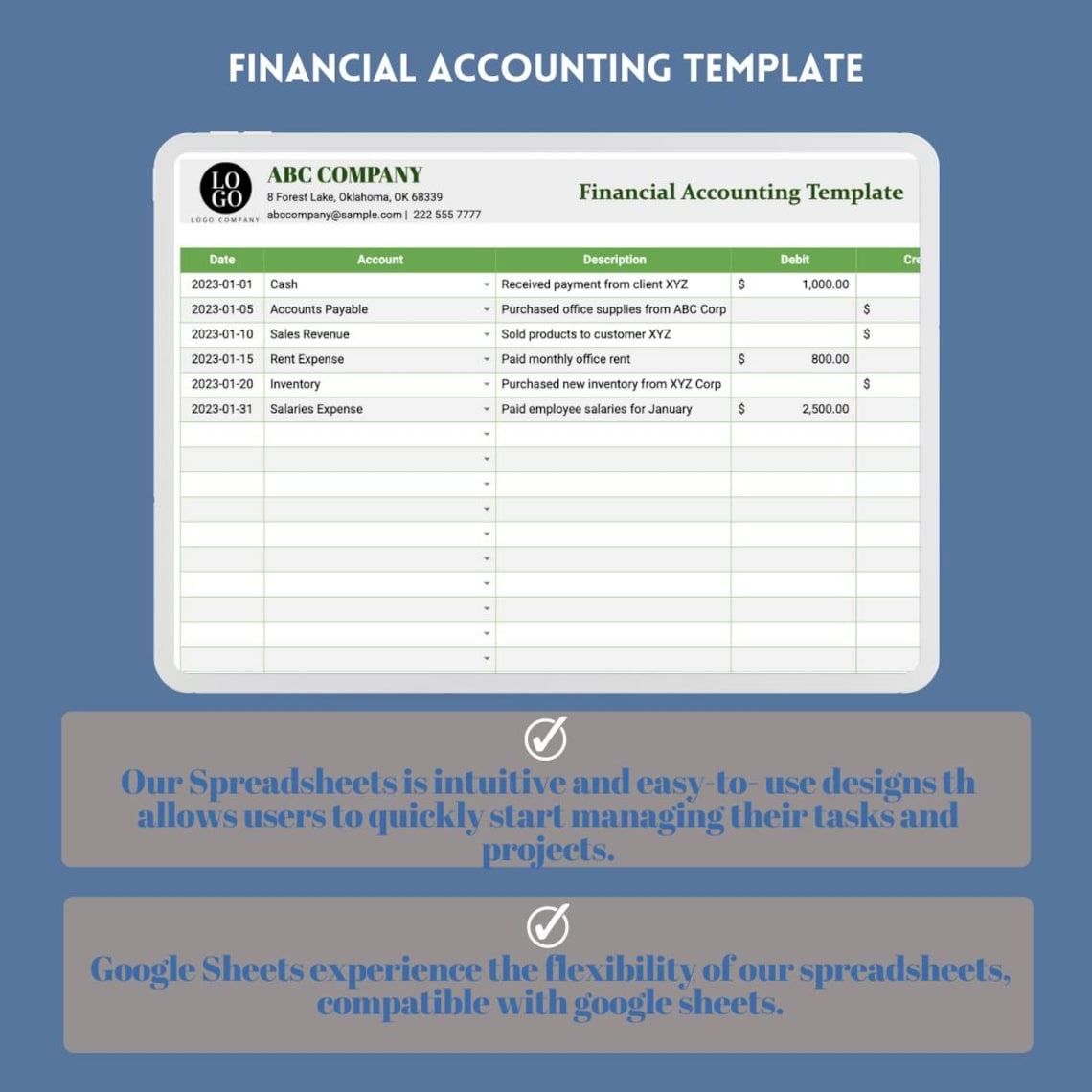 Financial Accounting Template, Business Finance Tracker, Income and ...