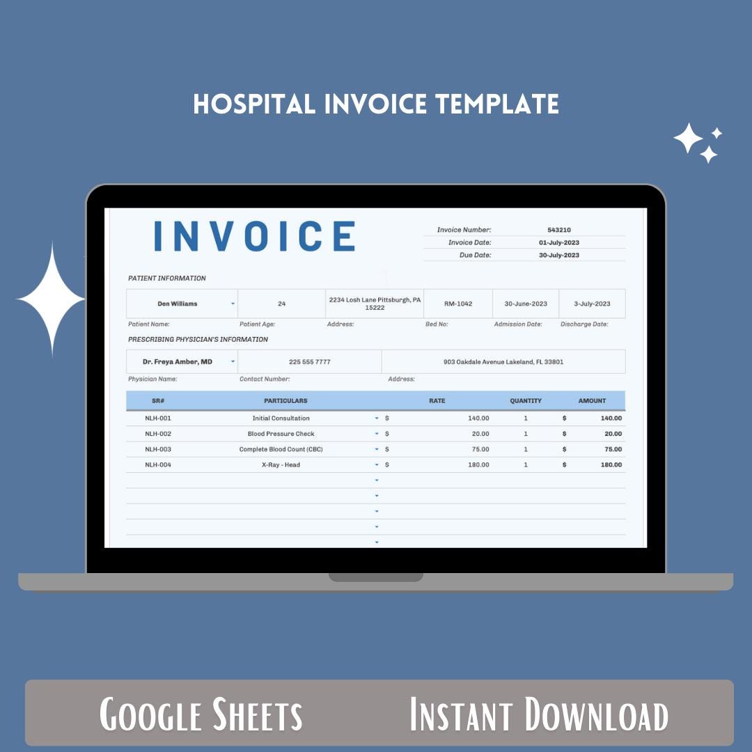Novant Health Invoice Example Hospital Invoice Google Sheets Medical Billing Invoice Patient Billing ...