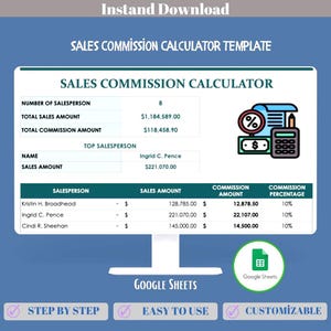 Sales Commission Calculator Google Sheets Template For Commission Tracking Sales Incentive Calculation And Revenue Performance