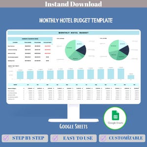 Monthly Hotel Budget Google Sheets Hospitality Budget Planner Hotel Expense Tracker Revenue Forecast Financial Dashboard