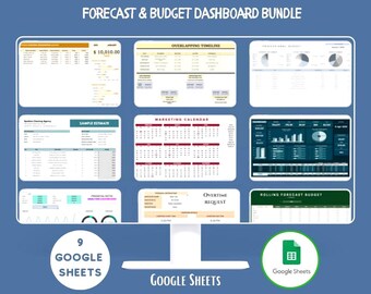 Pacchetto di previsioni di budget Fogli Google Previsioni finanziarie Pianificatore di budget Dashboard di monitoraggio delle spese Modello
