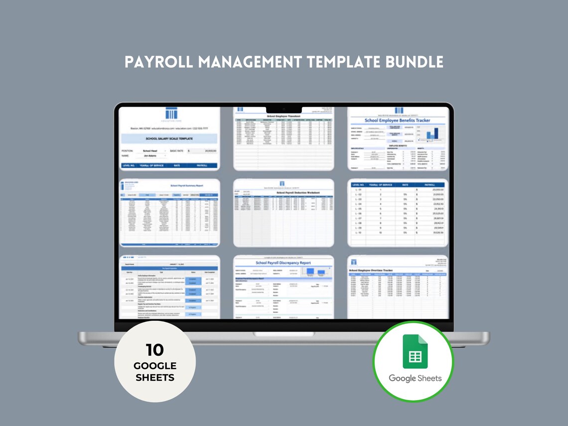 Payroll Management Bundle Google Sheets Employee Payroll Tracker Salary ...