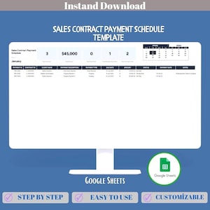 Sales Contract Payment Schedule Google Sheets Payment Tracker Invoice Schedule Contract Payment Planner Payment Schedule Template