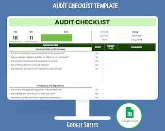 Audit Checklist Google Sheets Compliance Checklist Internal Audit Tracker Inspection Management Template Dashboard