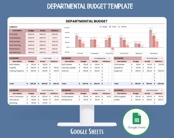 Departmental Budget Template Google Sheets, Editable Expense Allocation Sheet, Division Cost Tracker, Monthly Department Budget