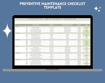 Preventive Maintenance Checklist Google Sheets Equipment Maintenance Tracker Maintenance Schedule Inspection Log