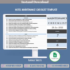 Hotel Maintenance Checklist Google Sheets Template For Preventive Maintenance, Facility Inspections, Equipment Tracking And Task Management