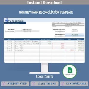 Bank Reconciliation Google Sheets Template For Matching Transactions, Resolving Discrepancies, And Managing Accurate Account Balances