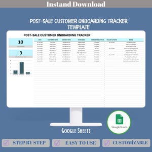 Post-Sale-Customer-Onboarding-Tracker-Vorlage in Google Sheets für Small Business, Aufgaben, Meilensteine und Engagement-Fortschritt einfach organisieren