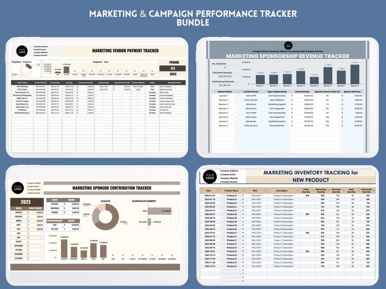 Marketing and Campaign Performance Tracker Bundle Google Sheets ...
