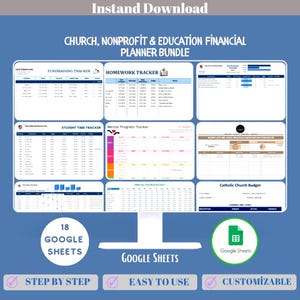 Church Nonprofit Bundle, Education Financial Planner, Ministry Budget Suite, Google Sheets Template, Ministry Fund Tracker Kit