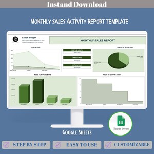 Sjabloon maandelijks verkoopactiviteitenrapport, logboekinspanningen verkoopteam, prestatietrends bijhouden, Google Spreadsheets-tracker voor maandelijks verkoopoverzicht